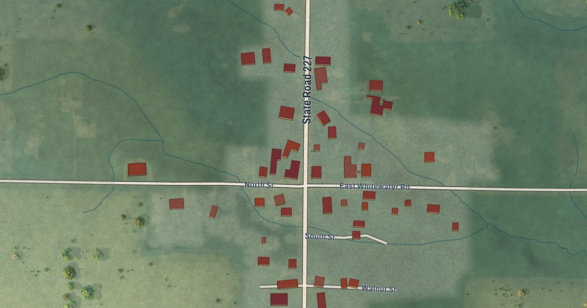 Map of Whitewater, Indiana in 2026