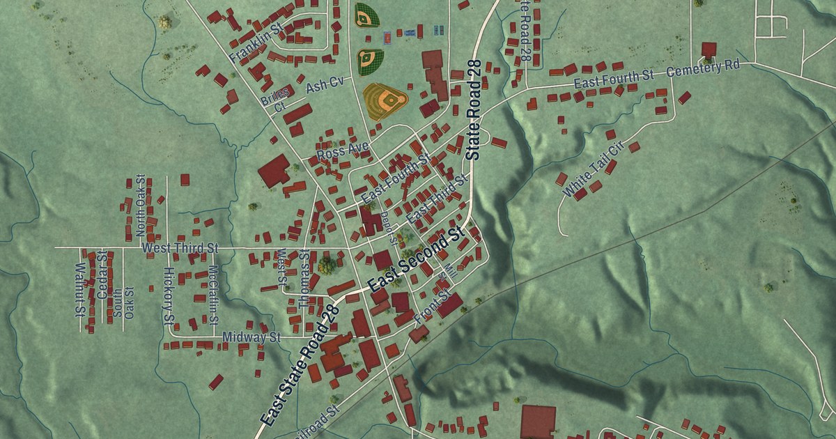 Map of Williamsport, Indiana in 2026