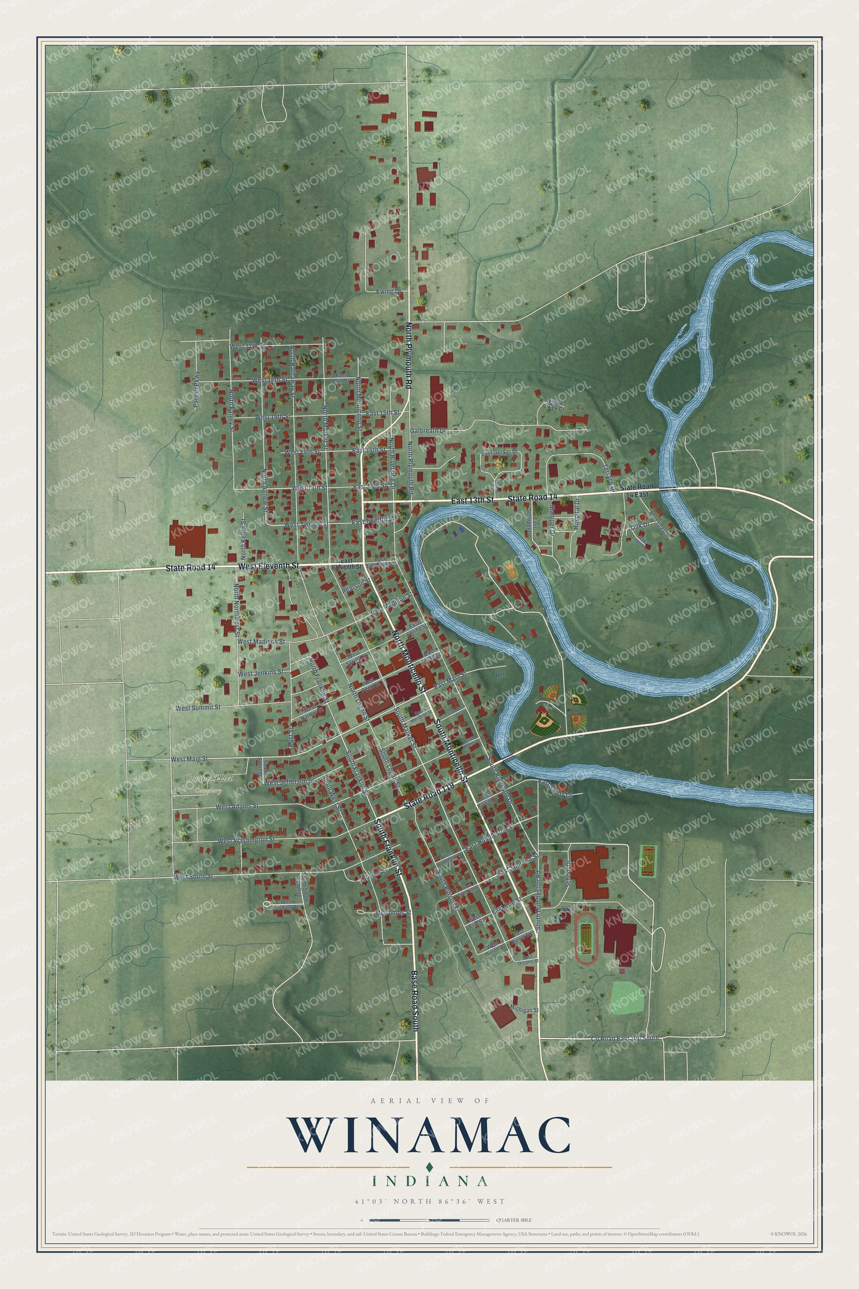 Watermarked full-map preview of Winamac, Indiana