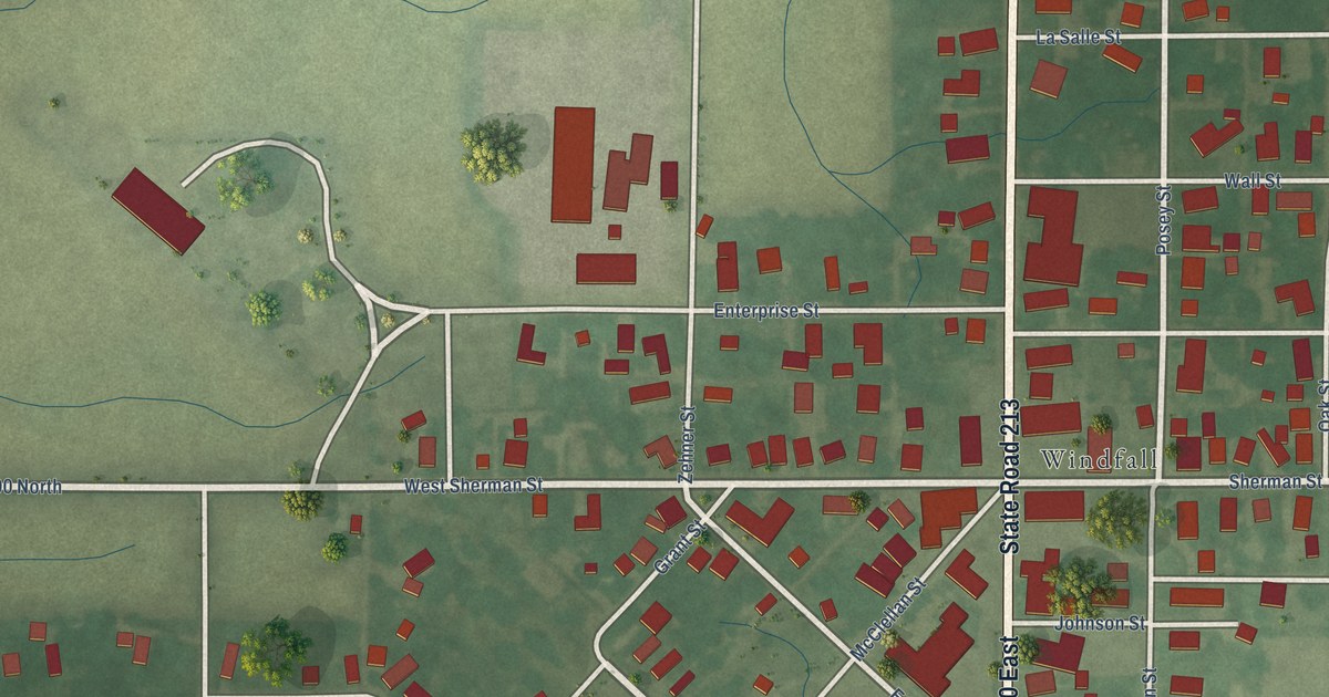 Map of Windfall City, Indiana in 2026