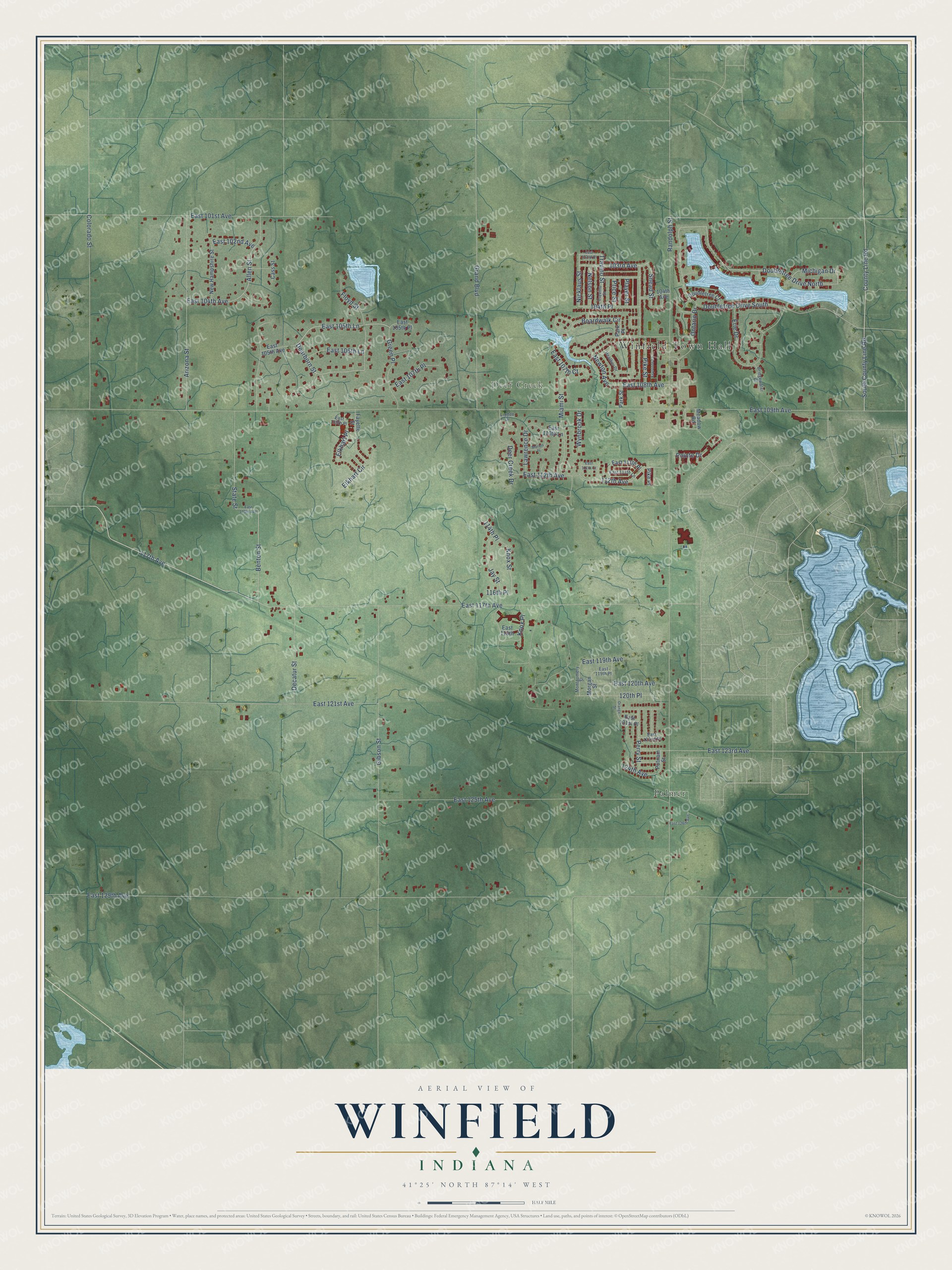 Watermarked full-map preview of Winfield, Indiana