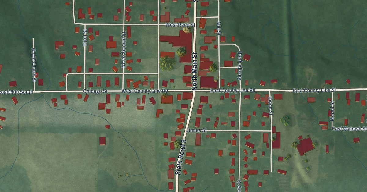 Map of Wolcottville, Indiana in 2026