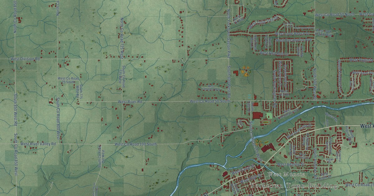 Map of Yorktown, Indiana in 2026
