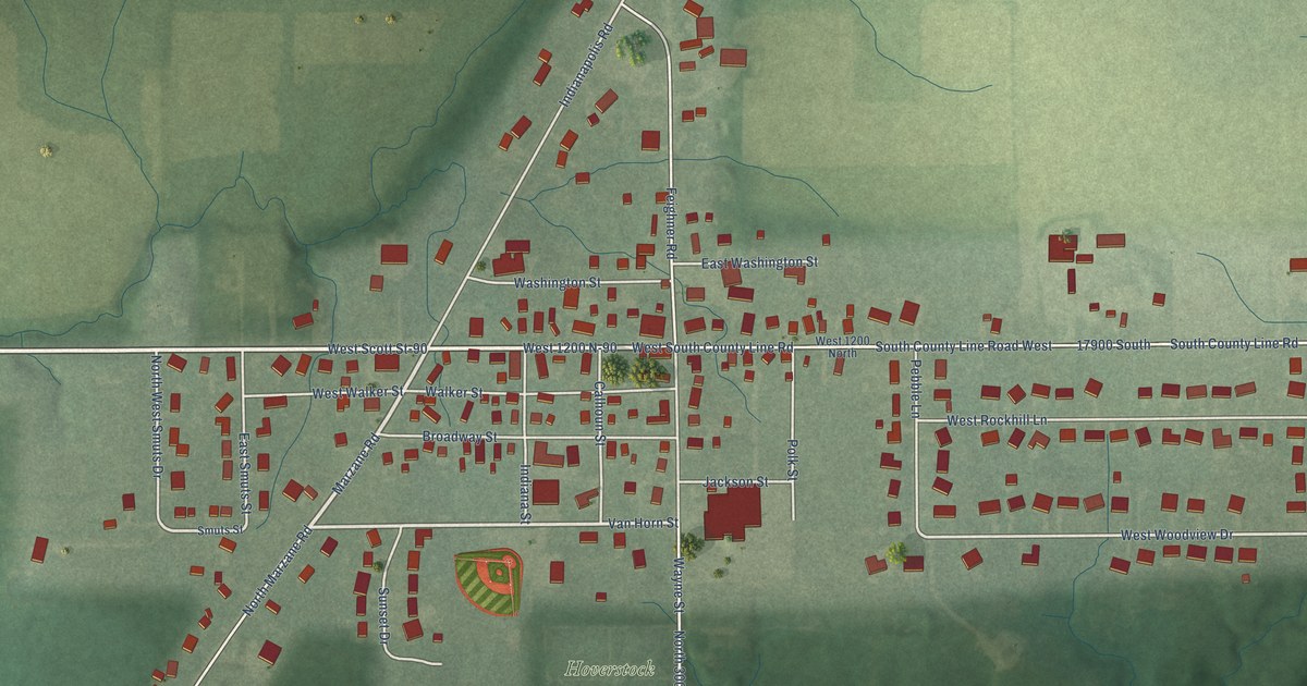 Map of Zanesville, Indiana in 2026