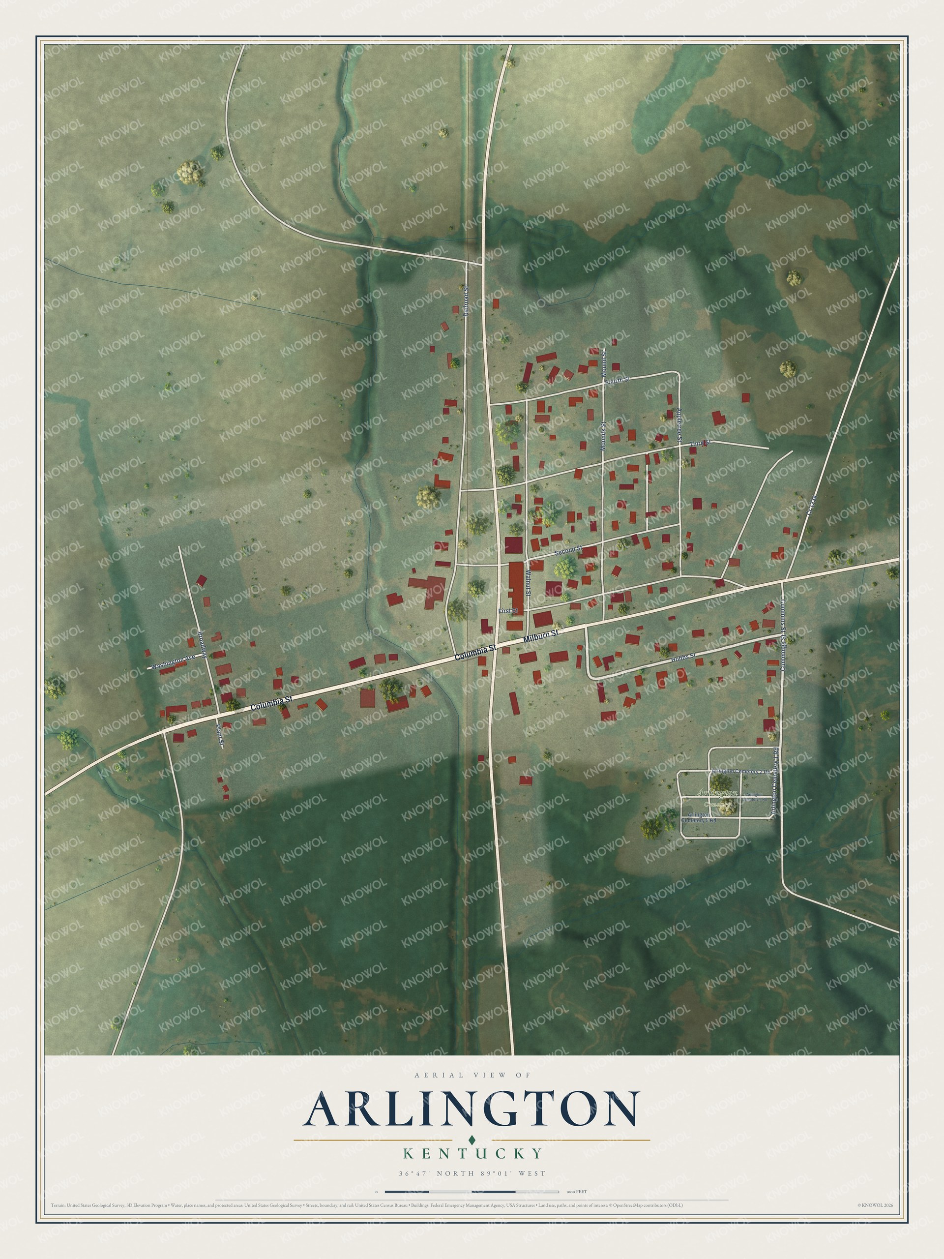 Watermarked full-map preview of Arlington, Kentucky