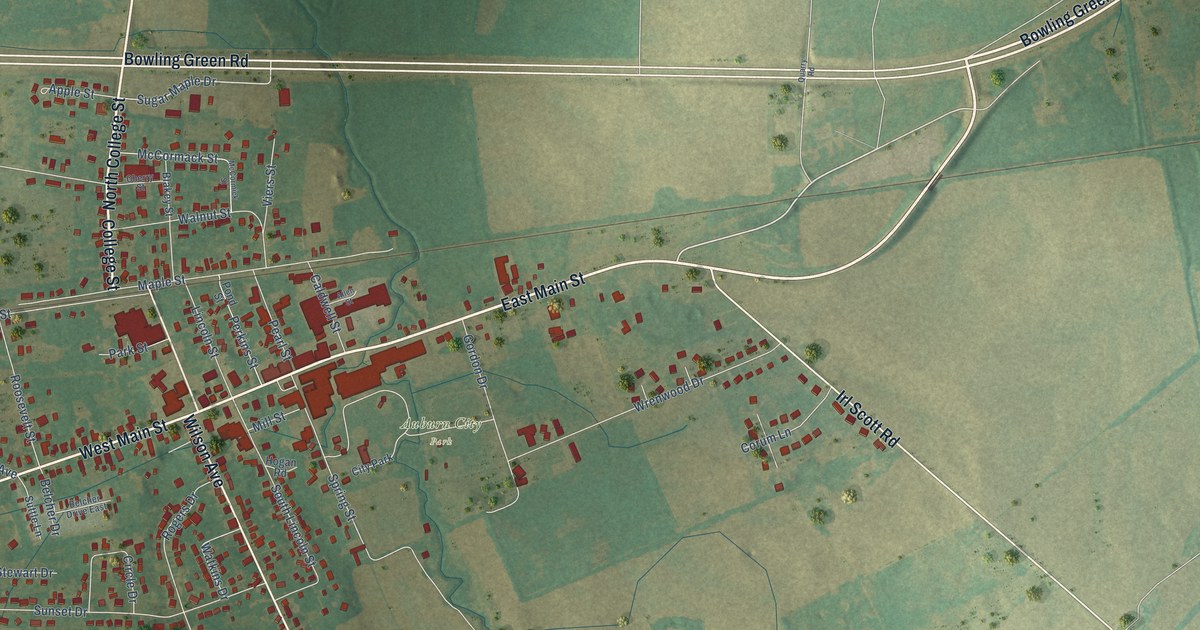 Map of Auburn, Kentucky in 2026