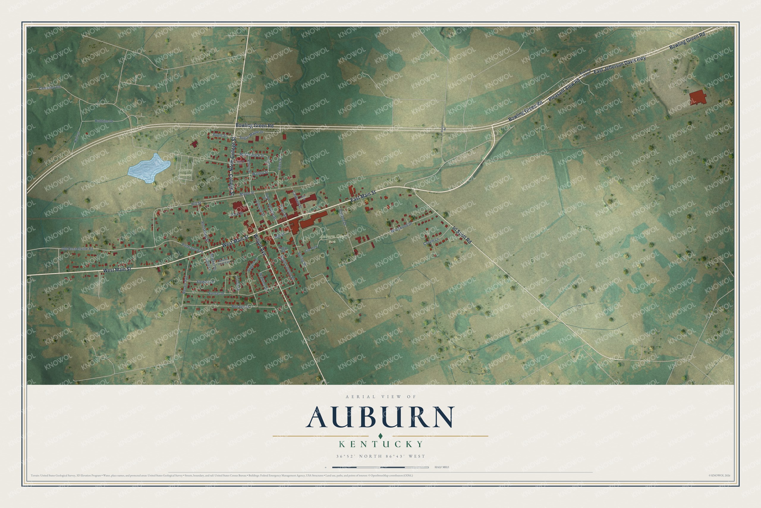 Watermarked full-map preview of Auburn, Kentucky
