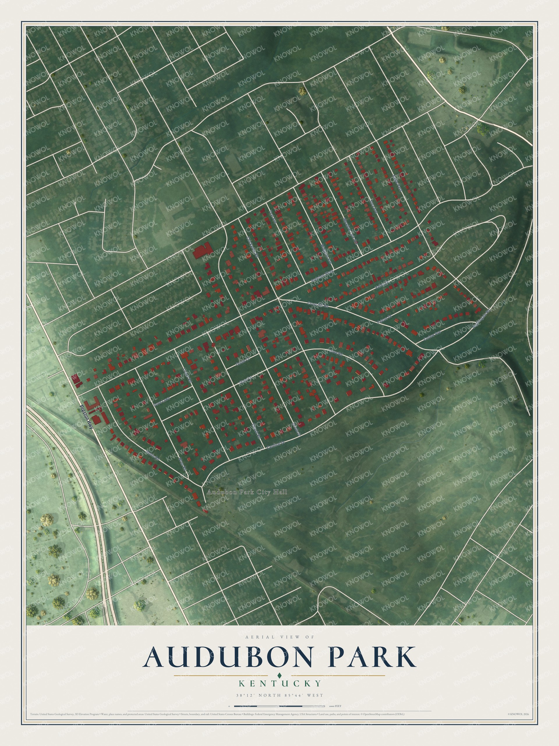 Watermarked full-map preview of Audubon Park, Kentucky
