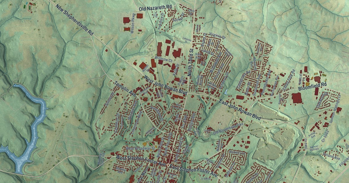 Map of Bardstown, Kentucky in 2026