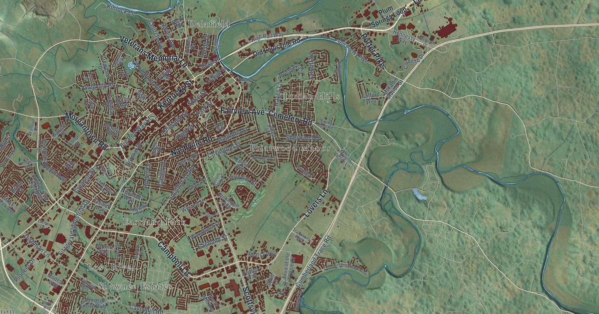 Map of Bowling Green, Kentucky in 2026