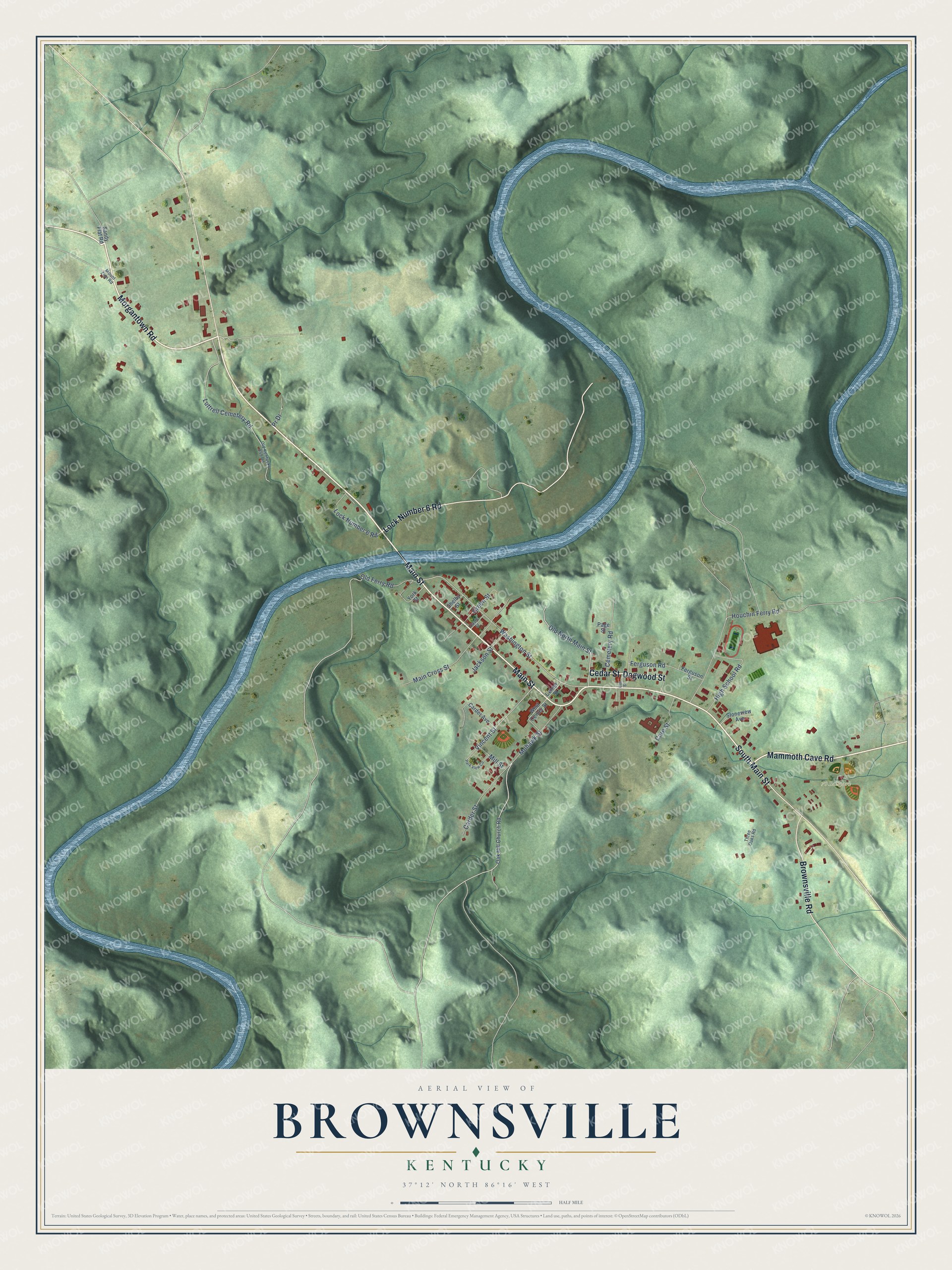 Watermarked full-map preview of Brownsville, Kentucky
