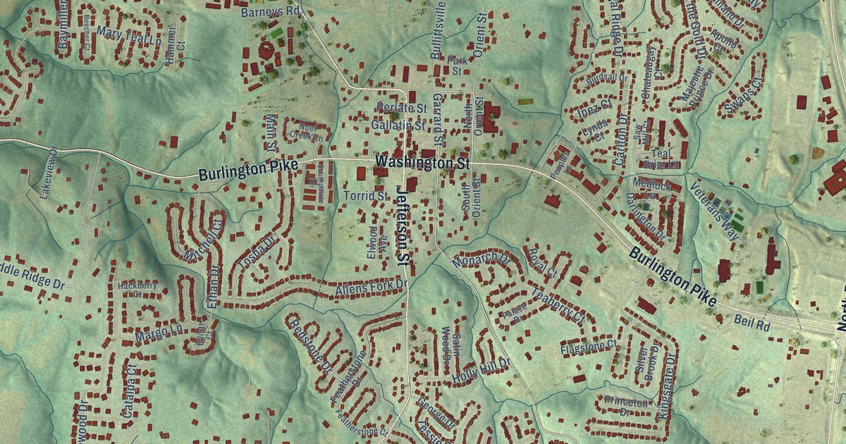 Map of Burlington, Kentucky in 2026