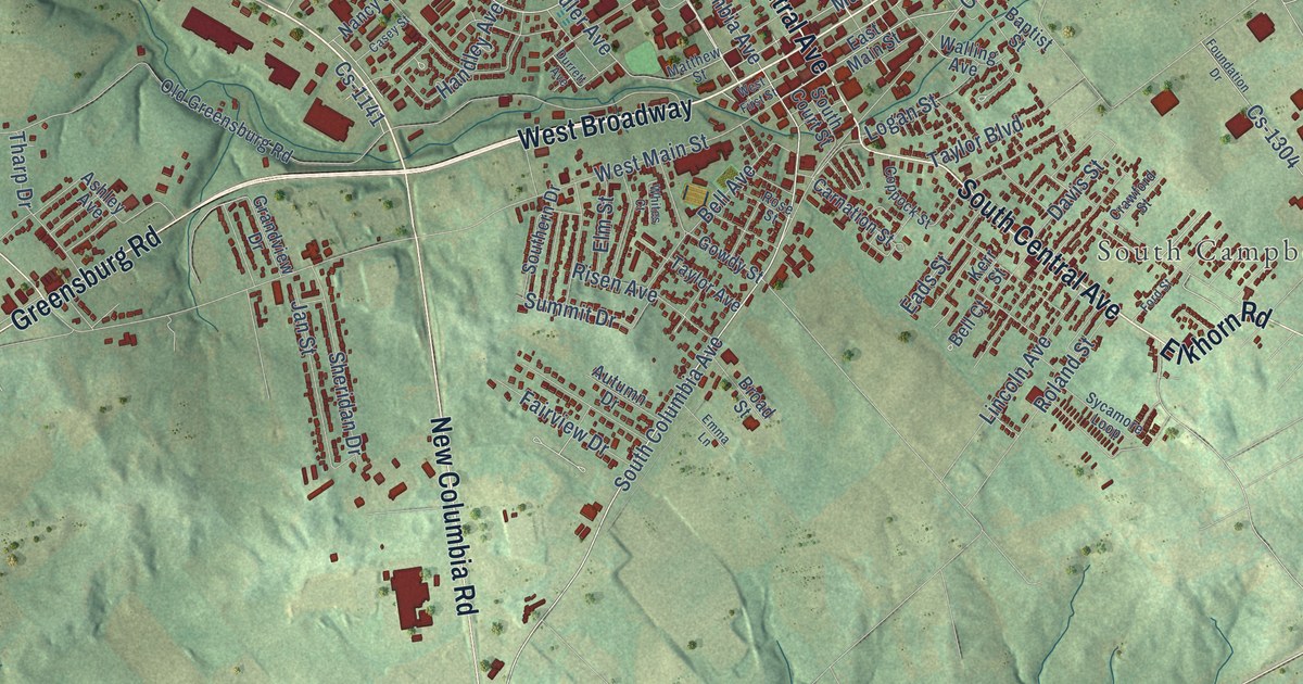 Map of Campbellsville, Kentucky in 2026