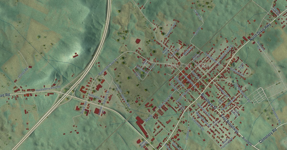 Map of Cave City, Kentucky in 2026