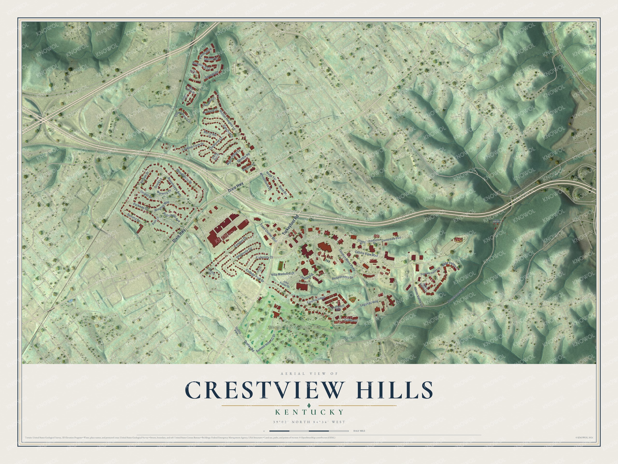 Watermarked full-map preview of Crestview Hills, Kentucky