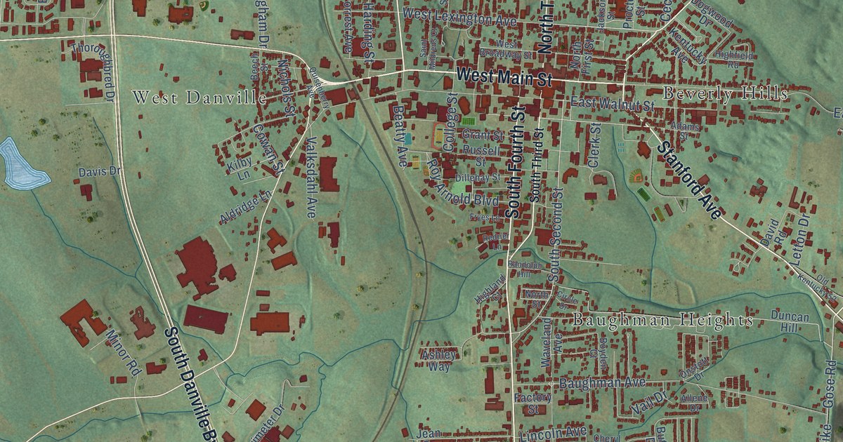 Map of Danville, Kentucky in 2026