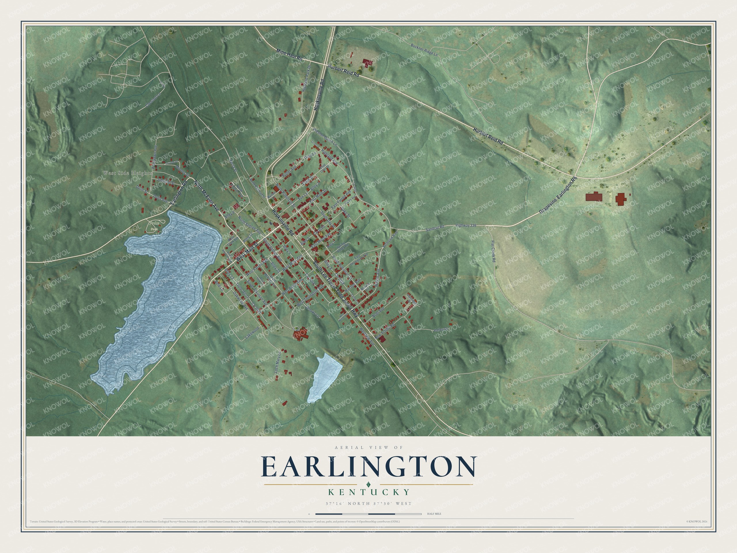 Watermarked full-map preview of Earlington, Kentucky