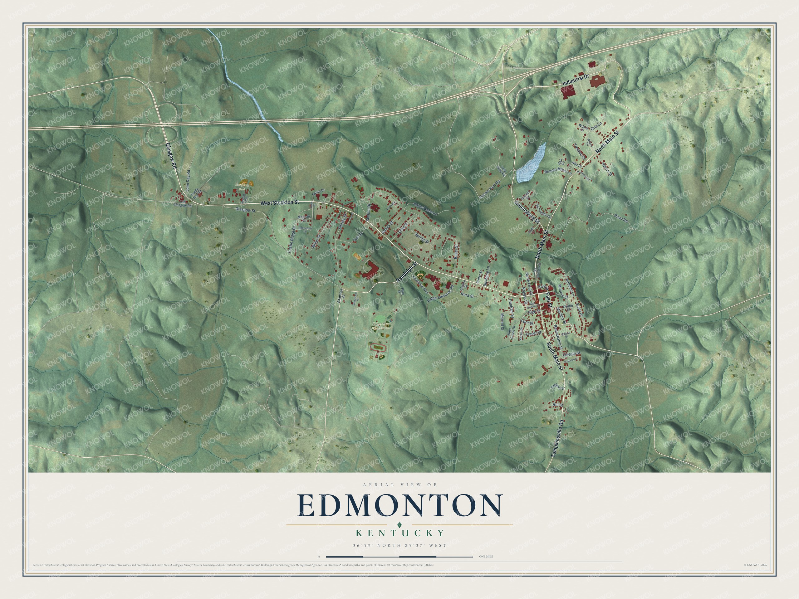 Watermarked full-map preview of Edmonton, Kentucky