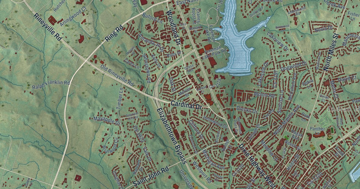 Map of Elizabethtown, Kentucky in 2026