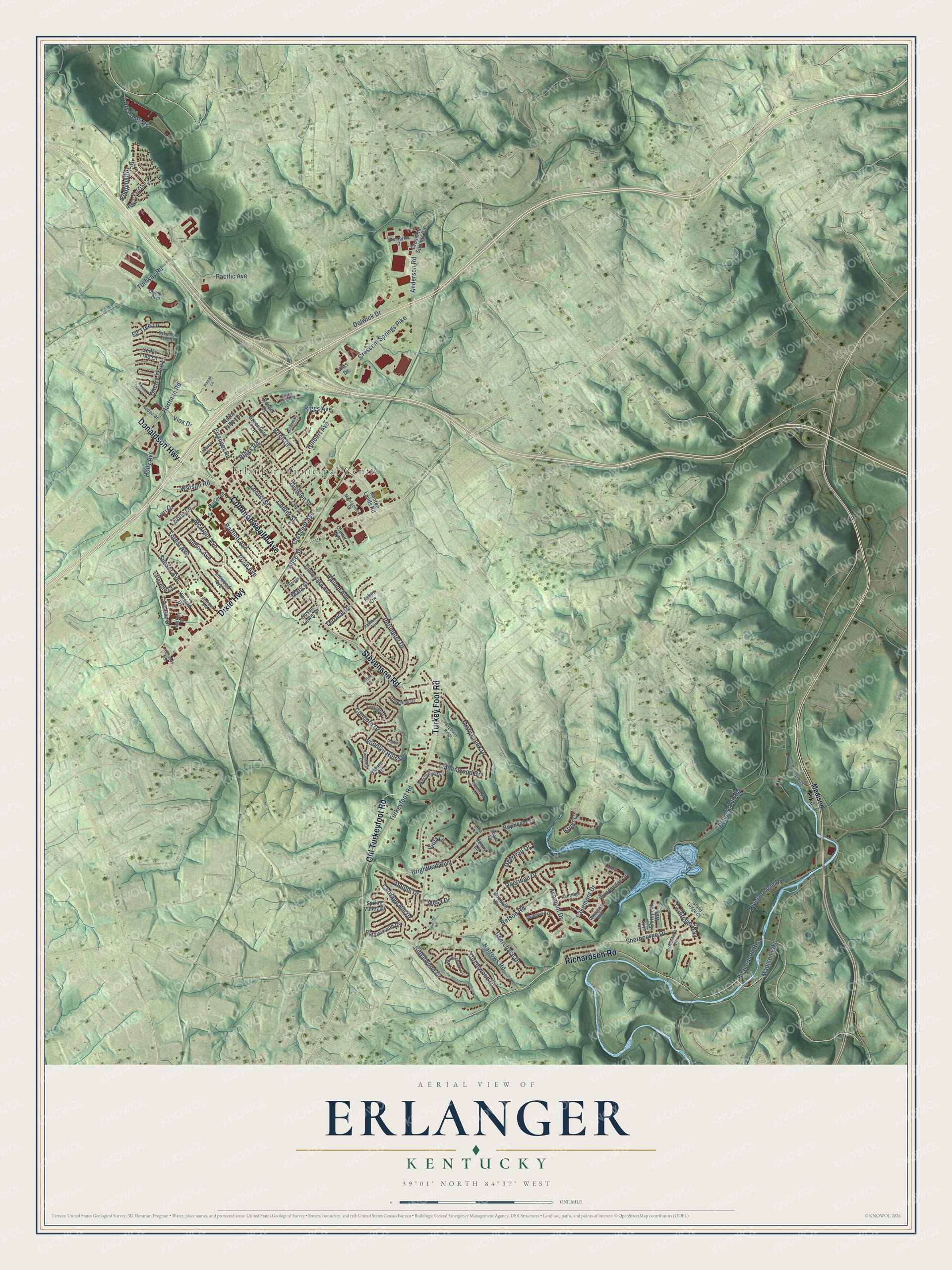 Watermarked full-map preview of Erlanger, Kentucky