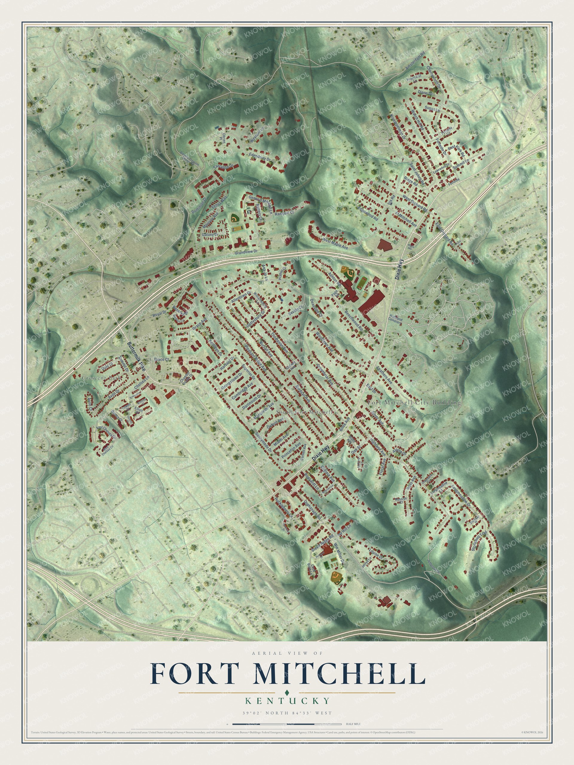 Watermarked full-map preview of Fort Mitchell, Kentucky