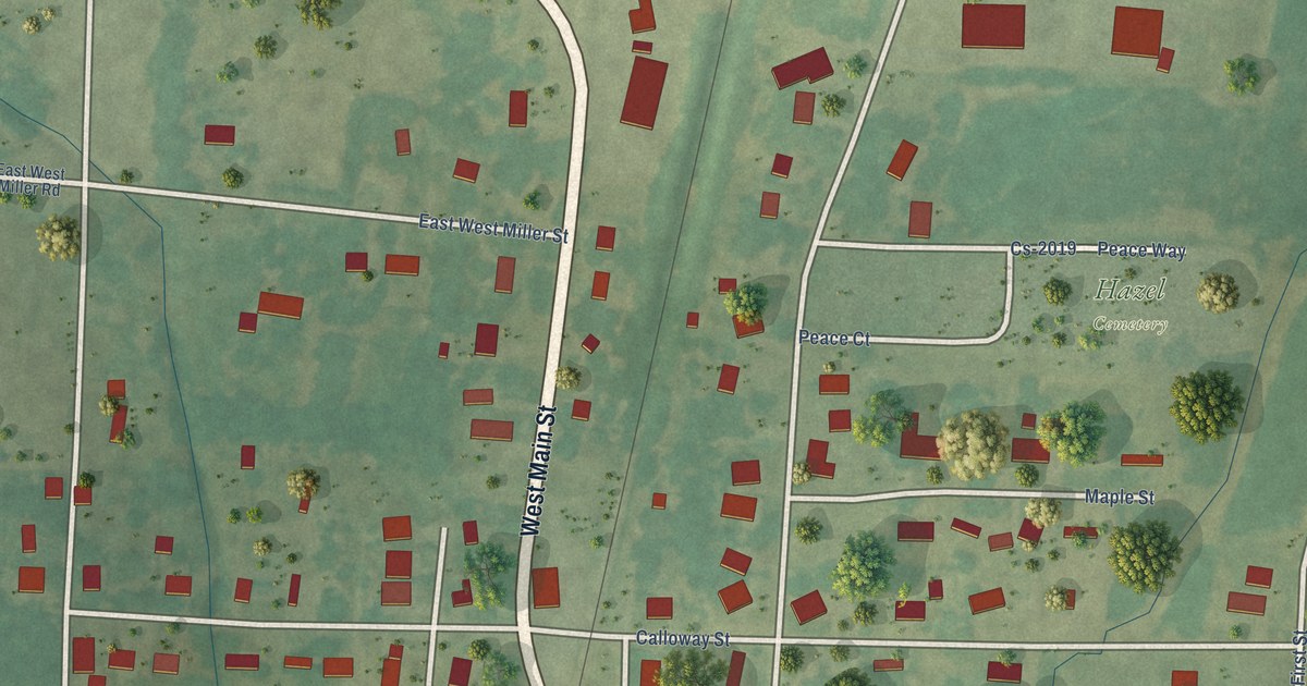 Map of Hazel, Kentucky in 2026