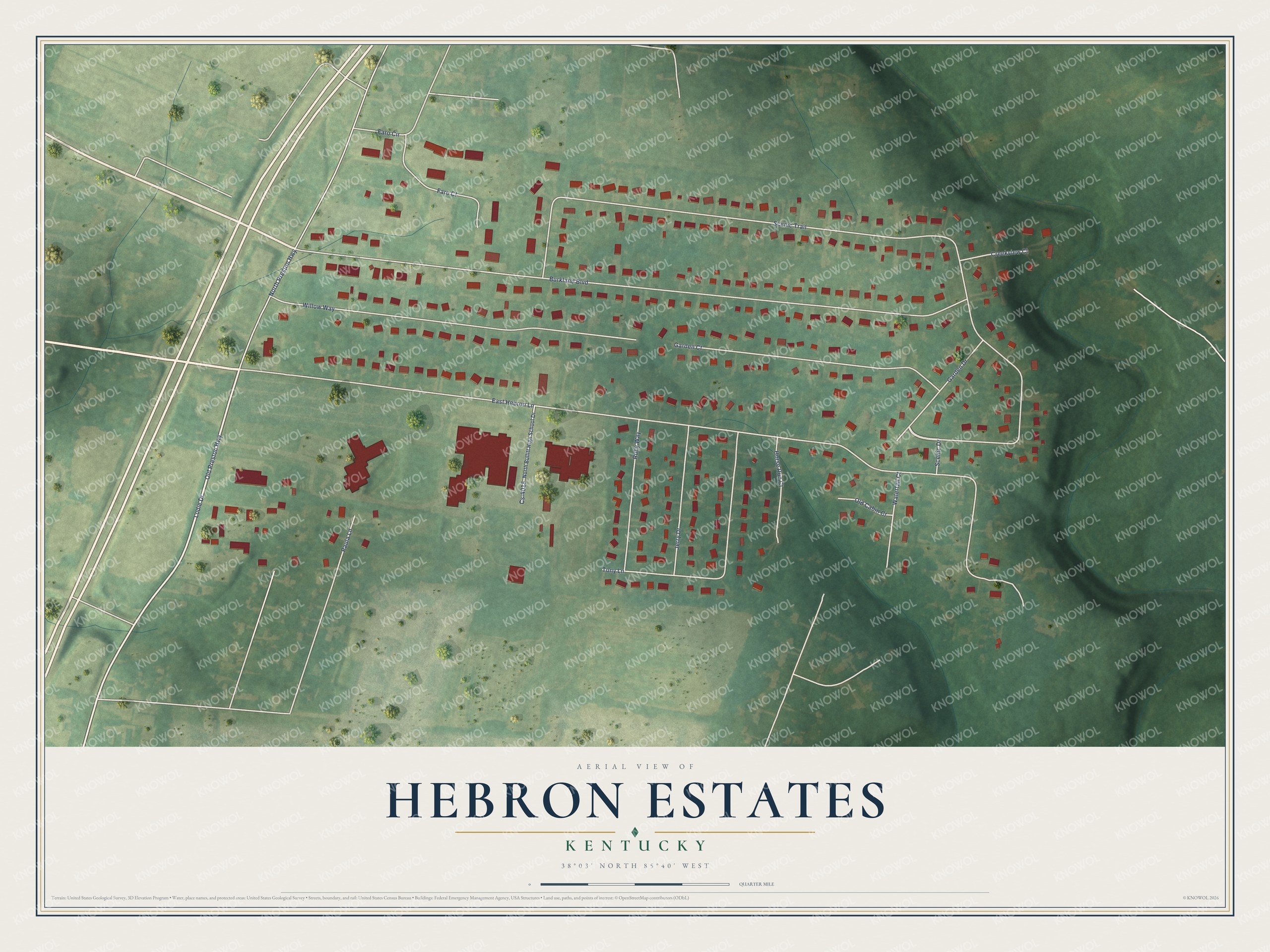 Watermarked full-map preview of Hebron Estates, Kentucky