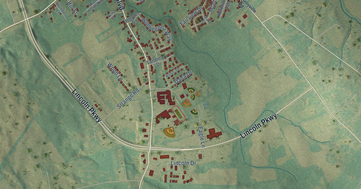 Map of Hodgenville, Kentucky in 2026