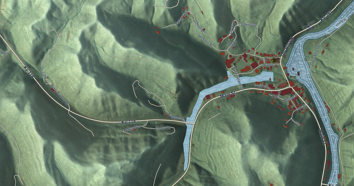 Map of Hyden, Kentucky in 2026