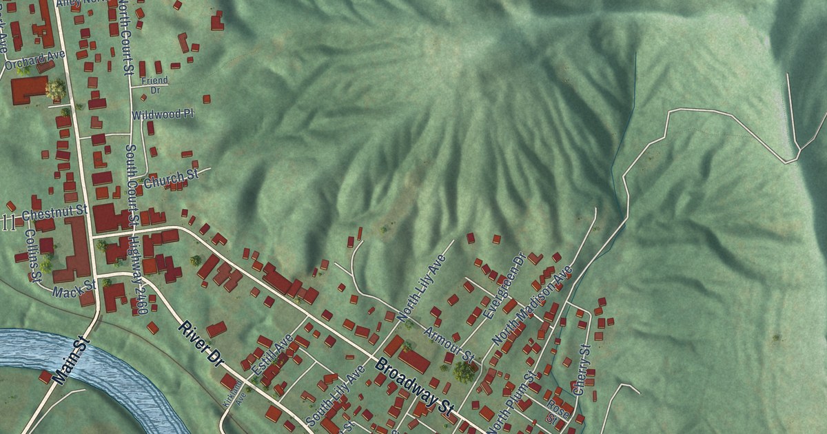 Map of Irvine, Kentucky in 2026