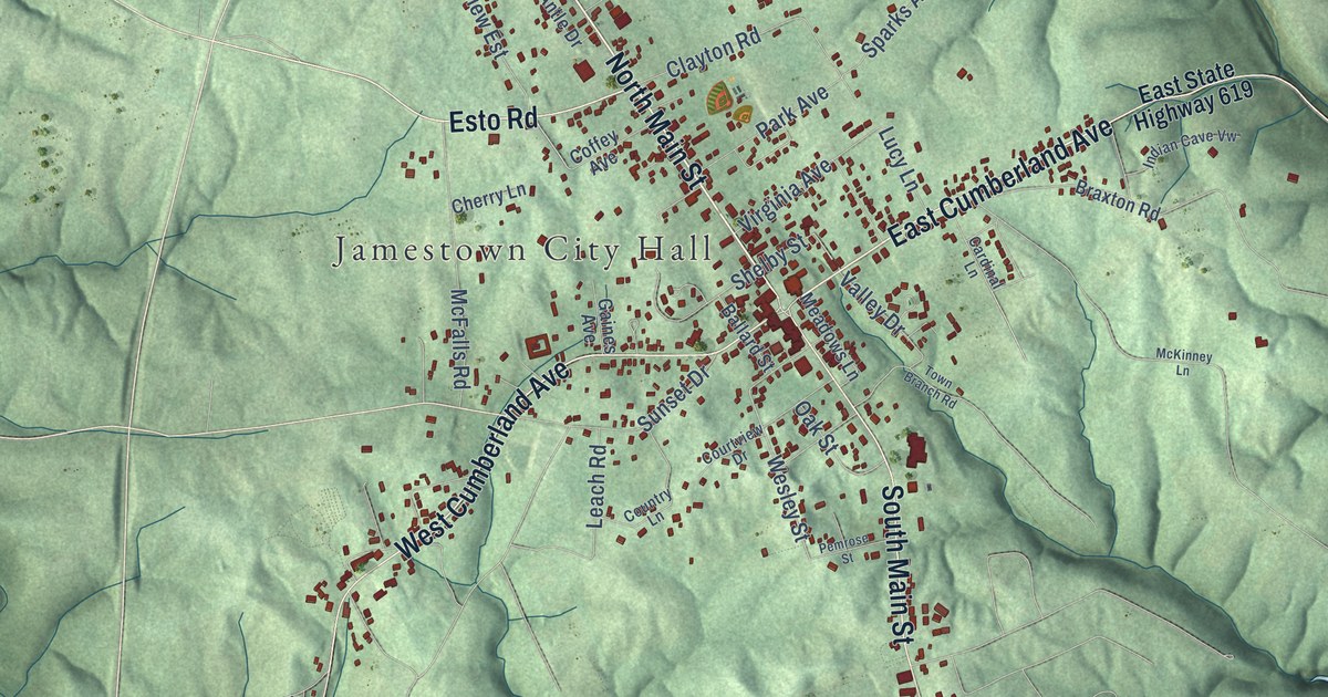 Map of Jamestown, Kentucky in 2026