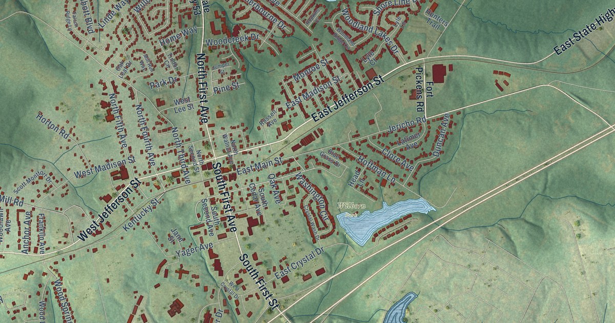 Map of La Grange, Kentucky in 2026