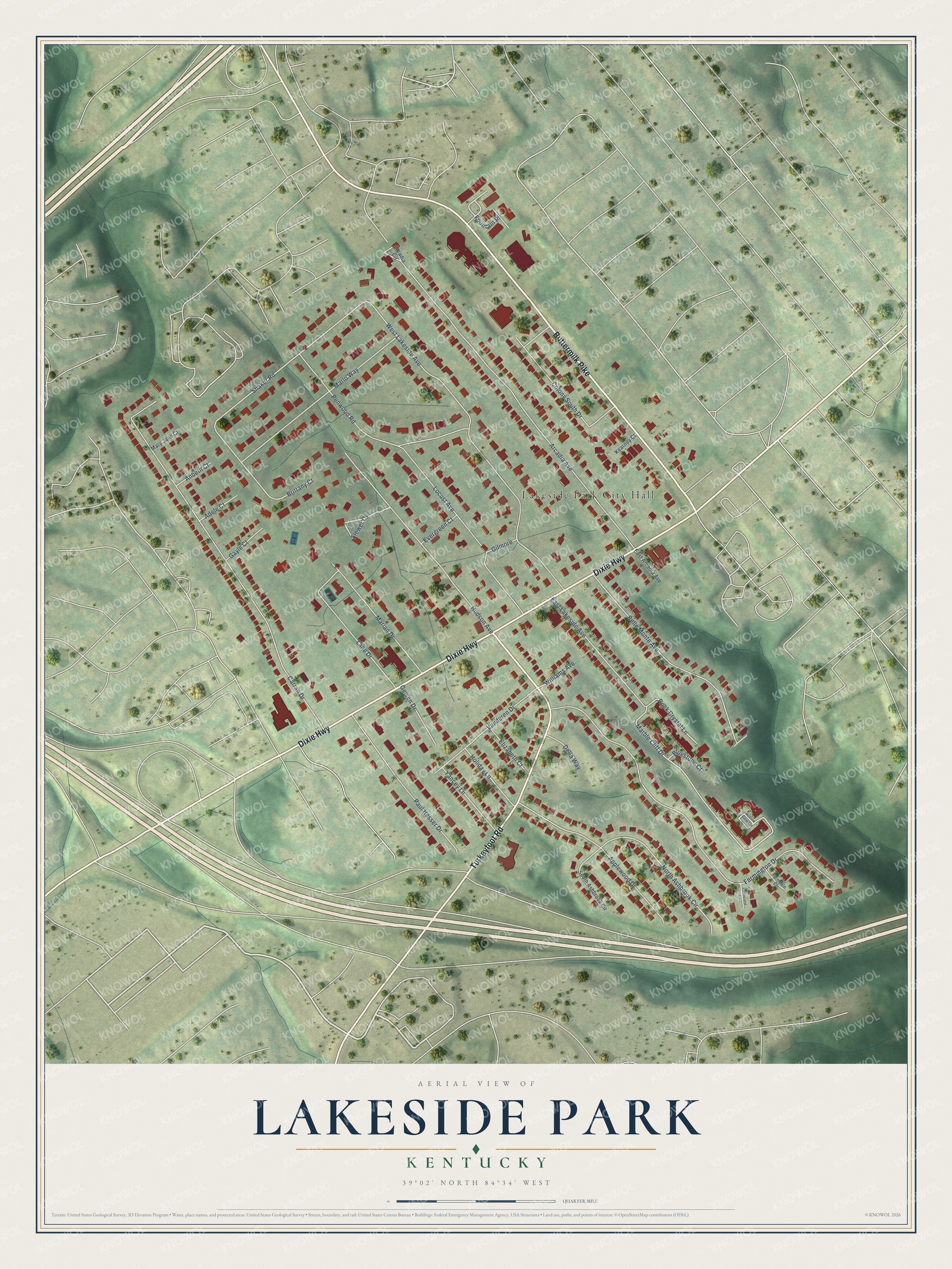 Watermarked full-map preview of Lakeside Park, Kentucky