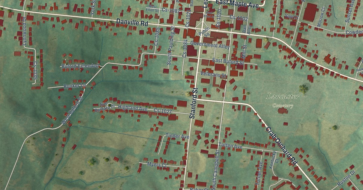 Map of Lancaster, Kentucky in 2026