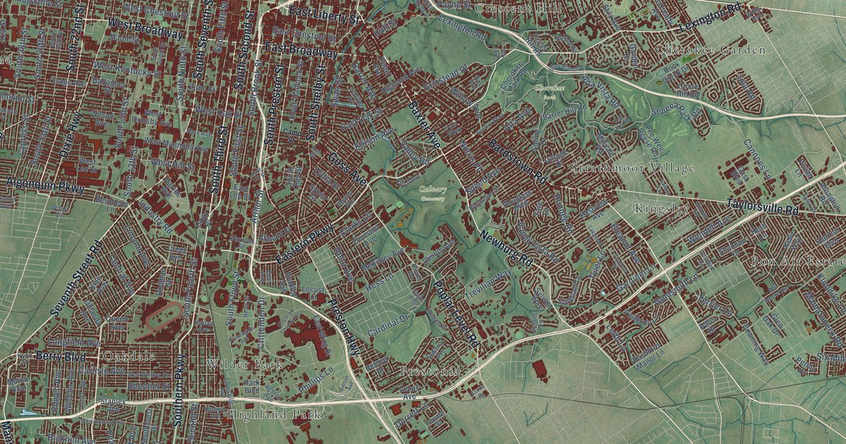 Map of Louisville, Kentucky in 2026