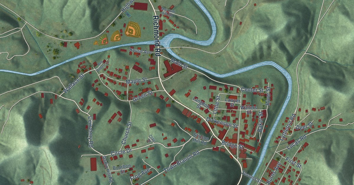 Map of Manchester, Kentucky in 2026