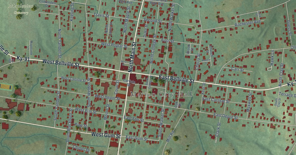 Map of Marion, Kentucky in 2026