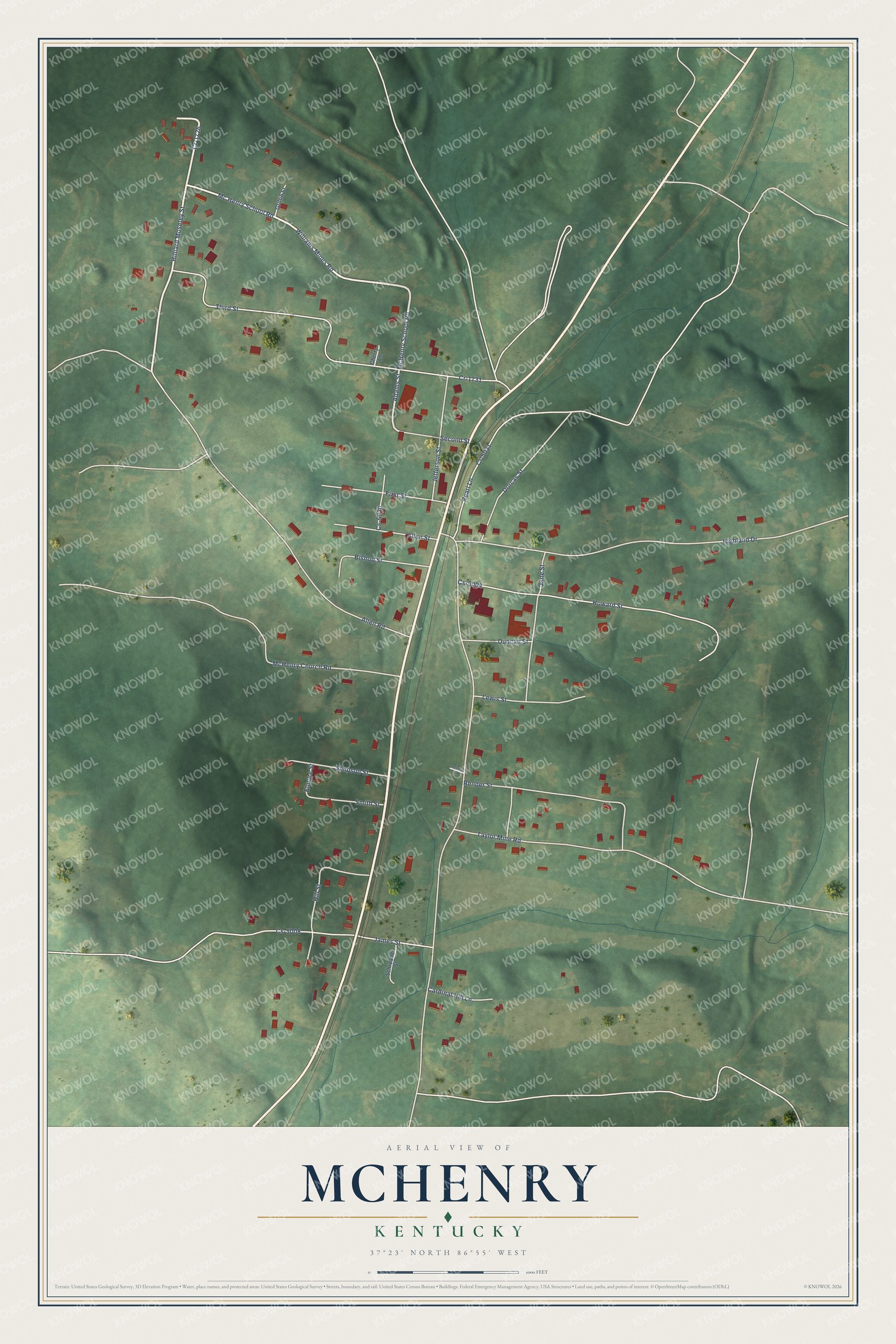 Watermarked full-map preview of McHenry, Kentucky
