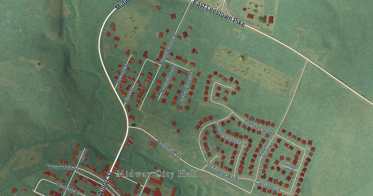 Map of Midway, Kentucky in 2026