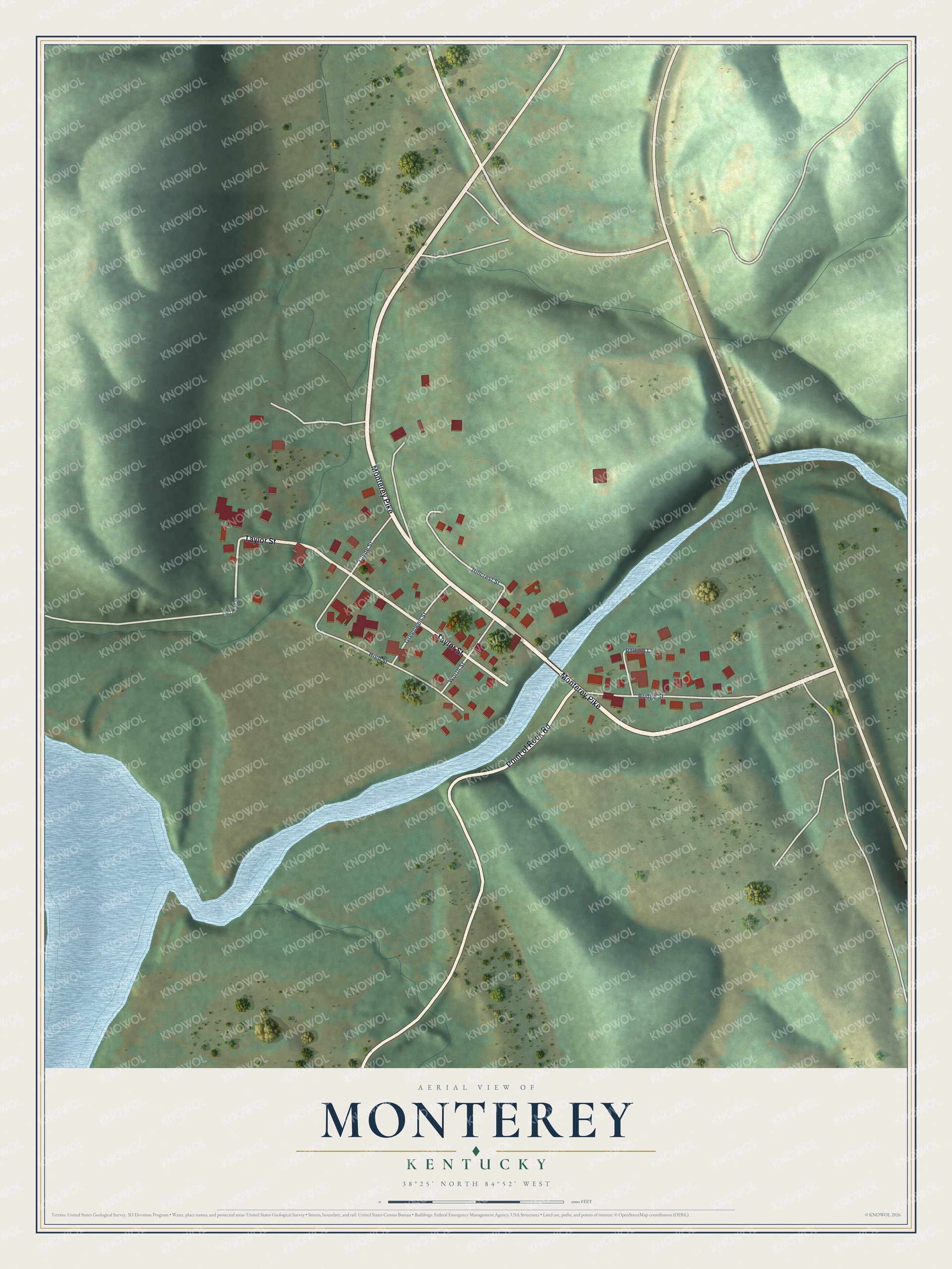 Watermarked full-map preview of Monterey, Kentucky