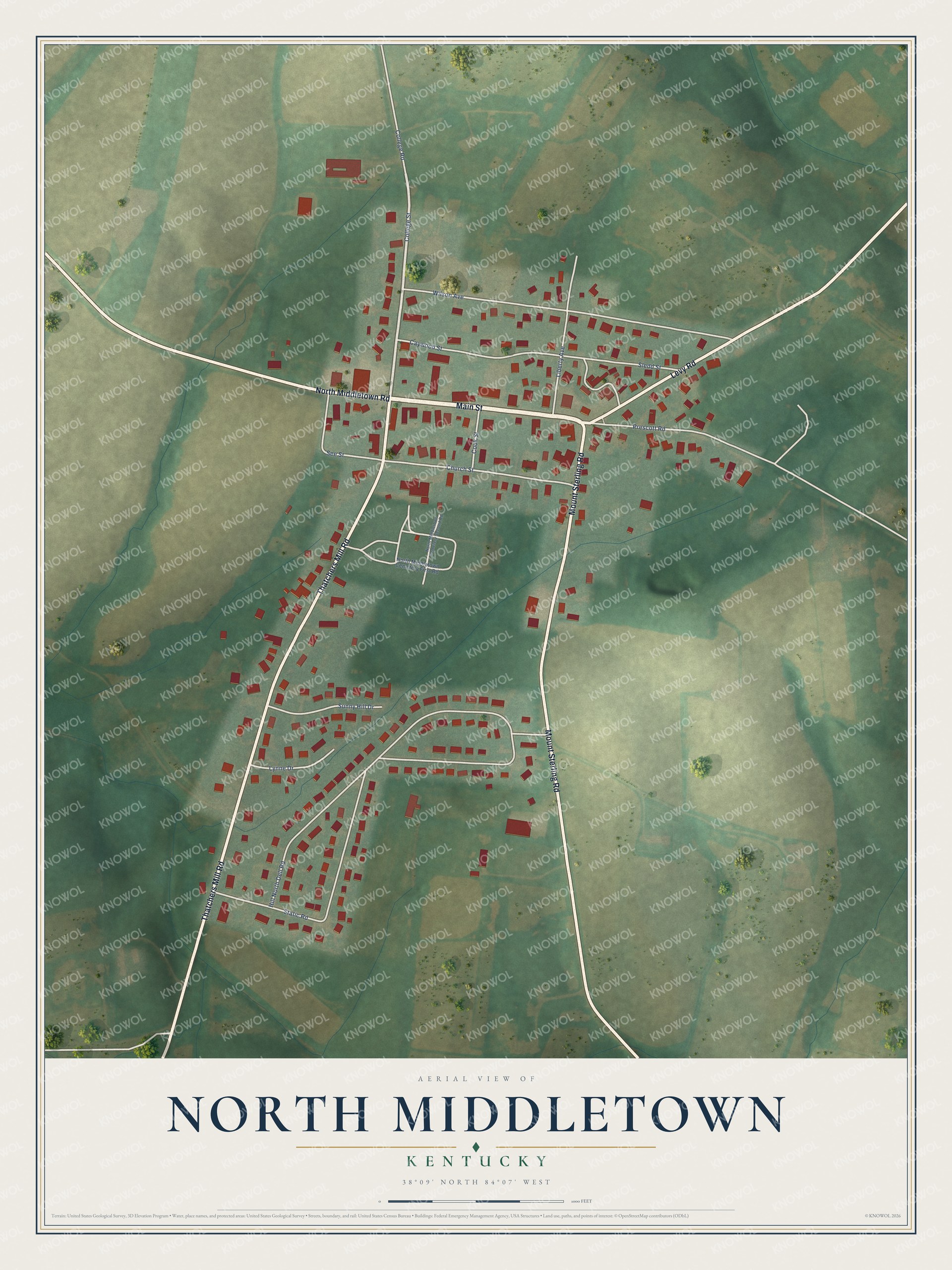 Watermarked full-map preview of North Middletown, Kentucky