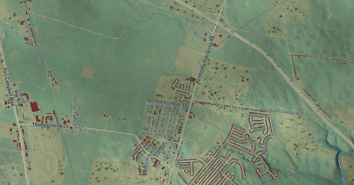 Map of Oak Grove, Kentucky in 2026