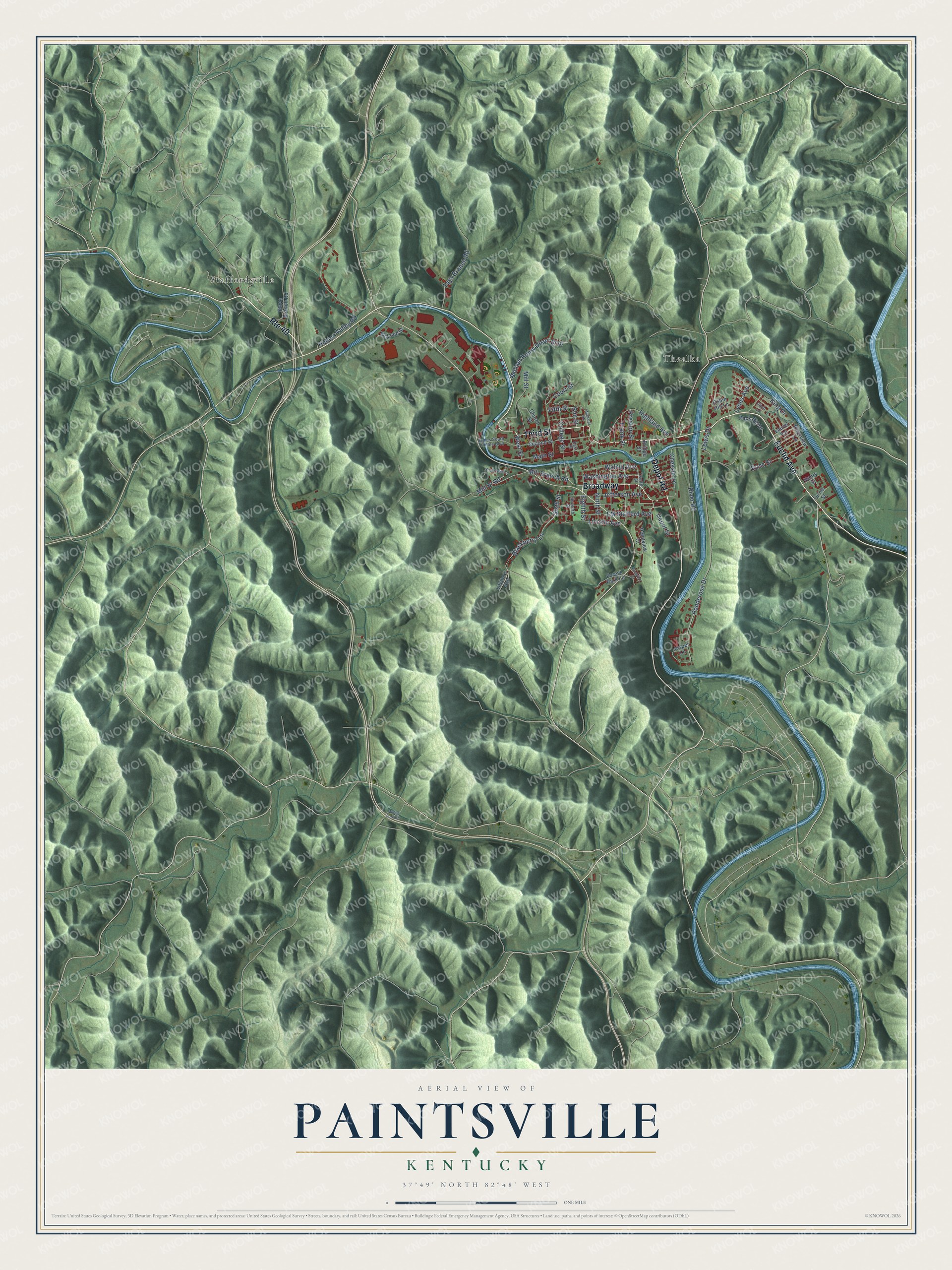 Watermarked full-map preview of Paintsville, Kentucky