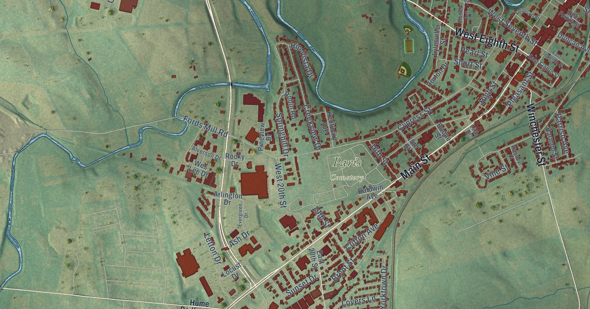 Map of Paris, Kentucky in 2026