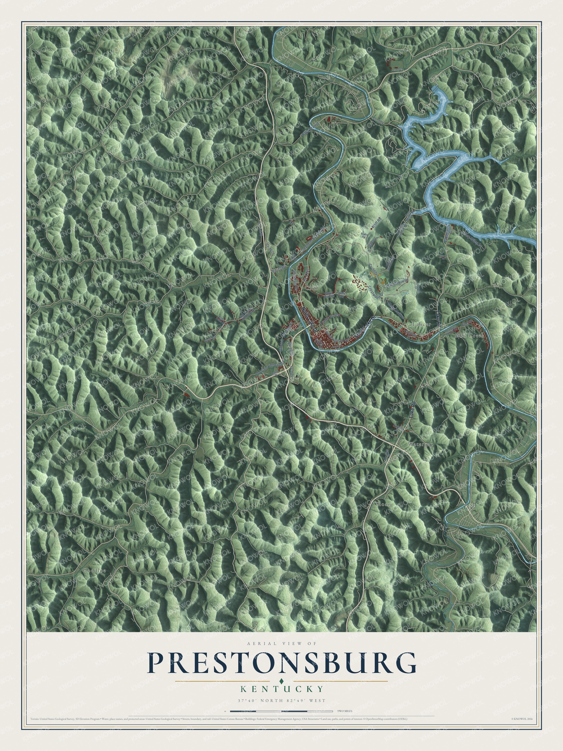 Watermarked full-map preview of Prestonsburg, Kentucky
