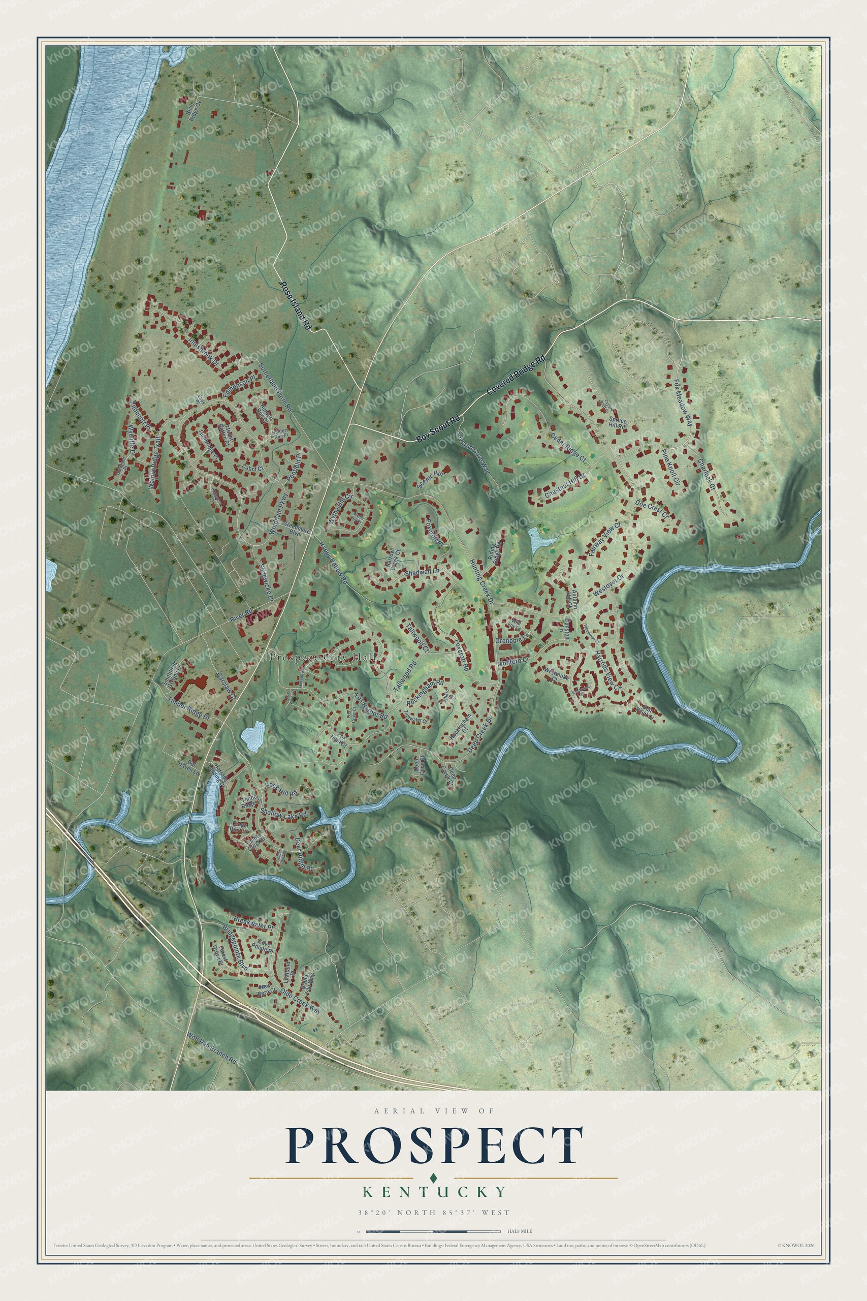Watermarked full-map preview of Prospect, Kentucky