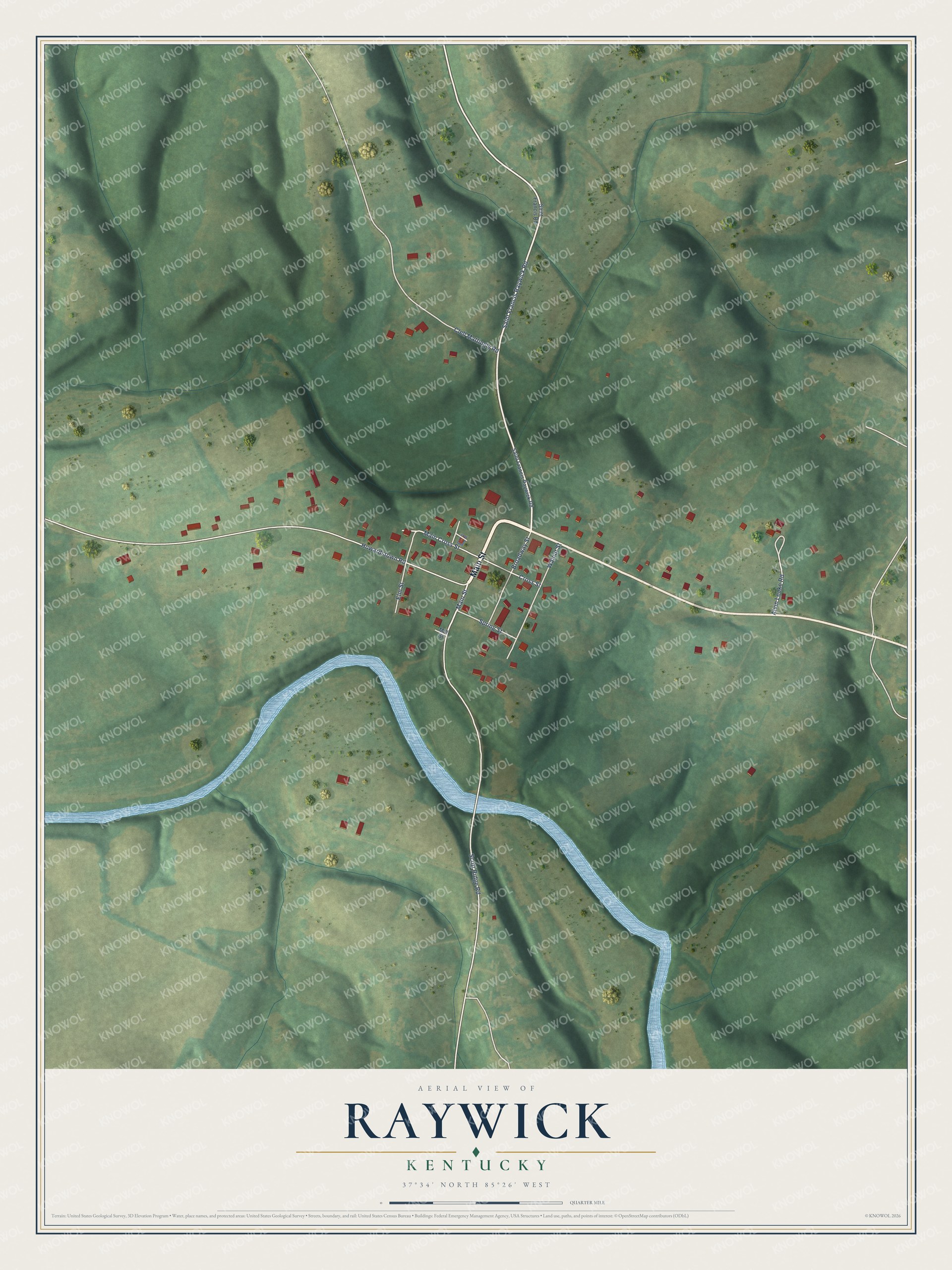 Watermarked full-map preview of Raywick, Kentucky