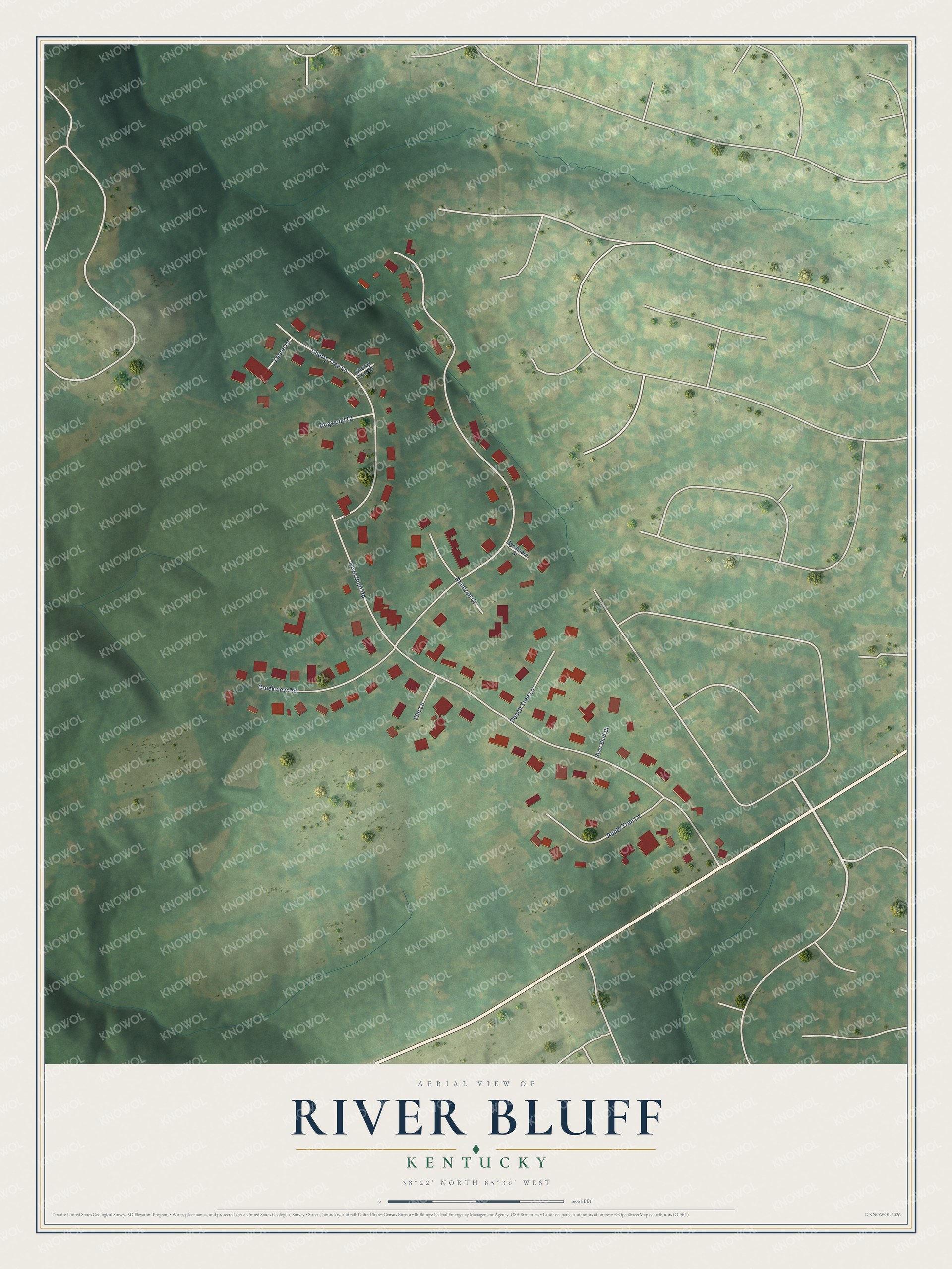 Watermarked full-map preview of River Bluff, Kentucky