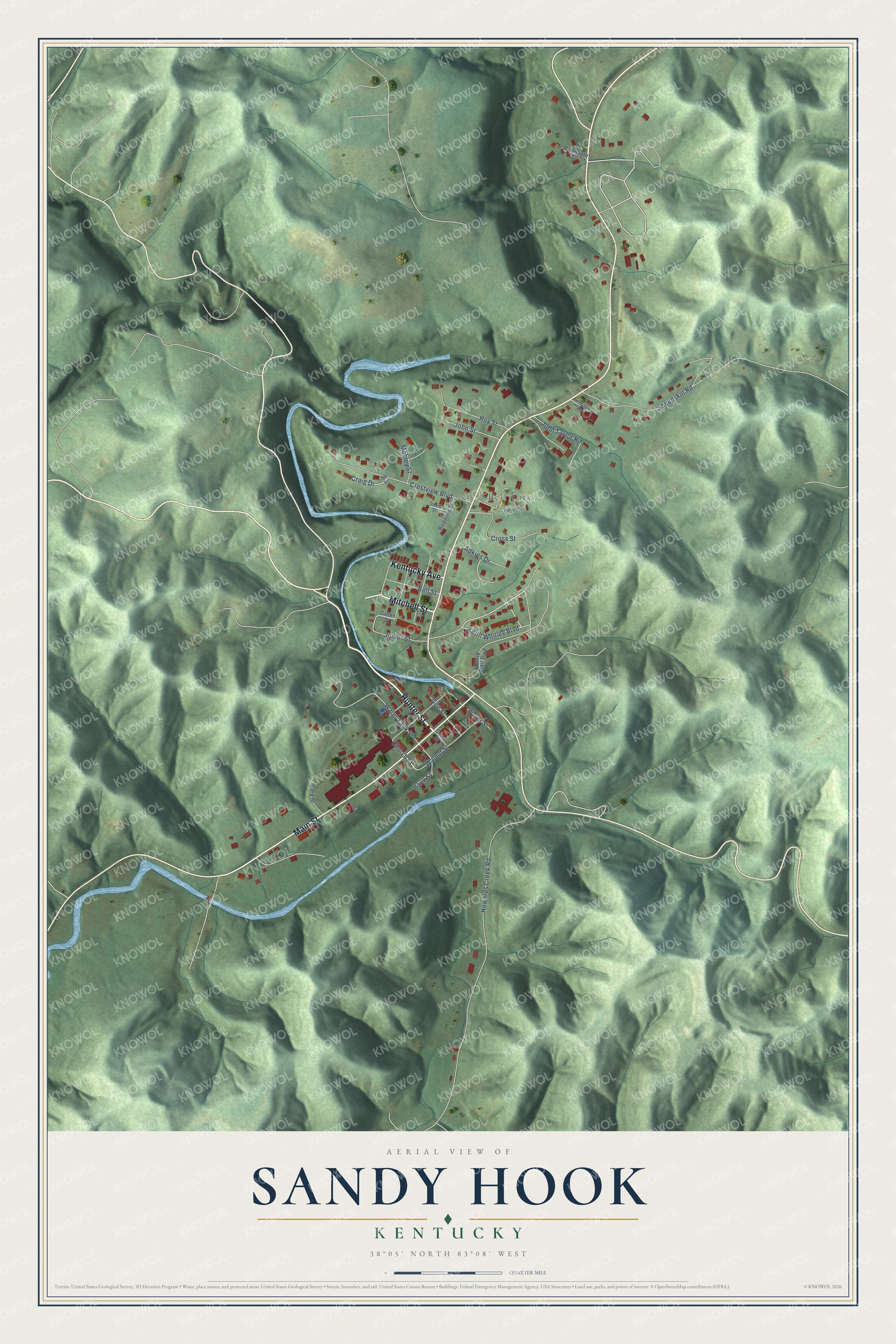 Watermarked full-map preview of Sandy Hook, Kentucky