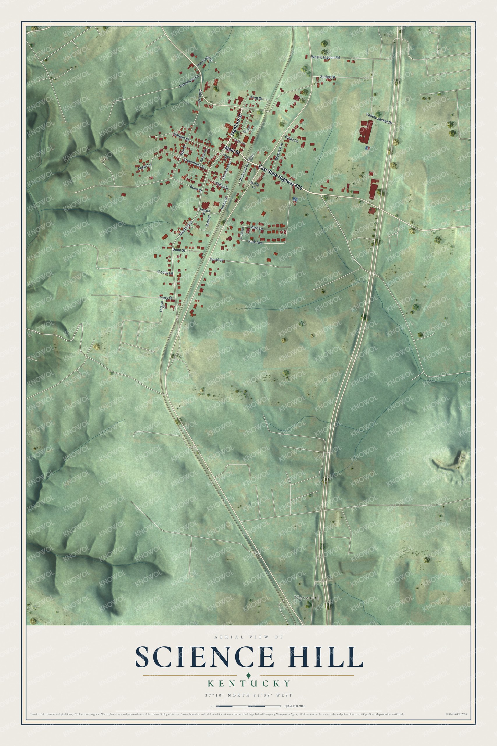 Watermarked full-map preview of Science Hill, Kentucky